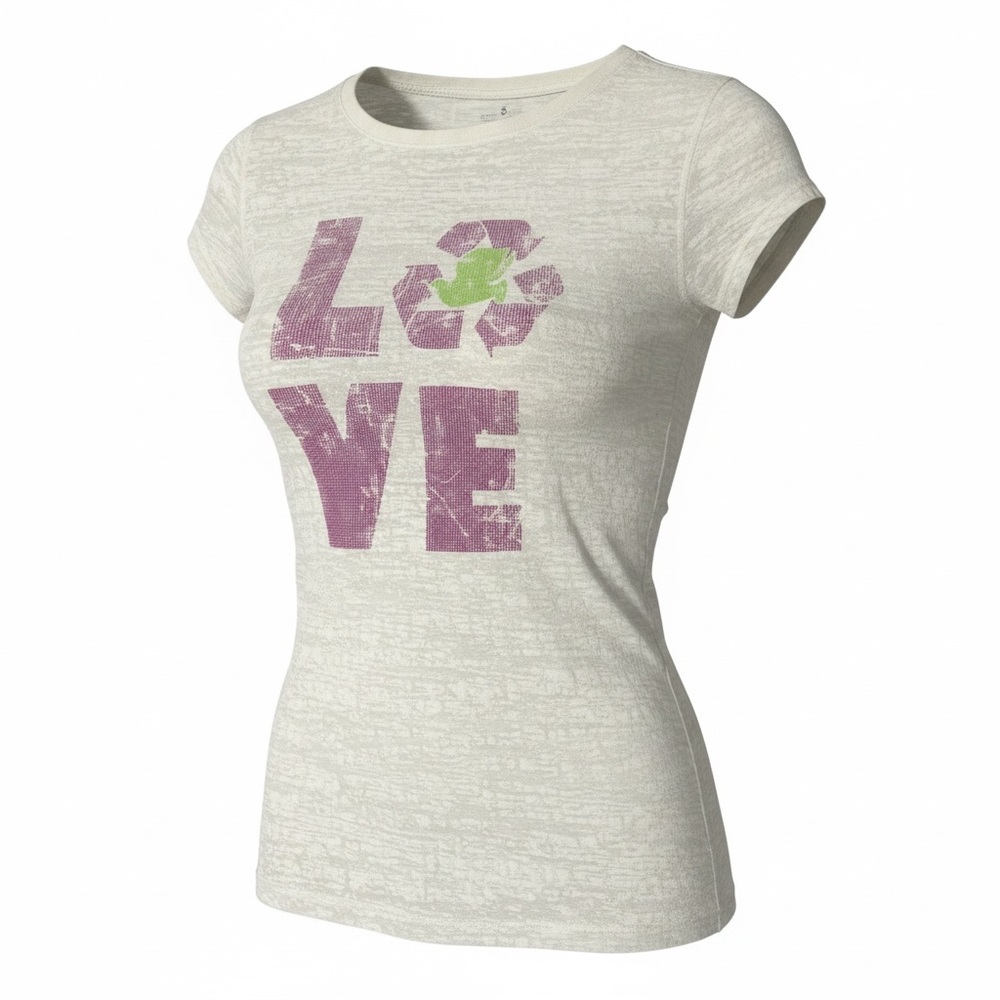 Eco Malibu Burnout Love Dove Tshirt Sz Small Organic Recycled Cotton Vintage y2k